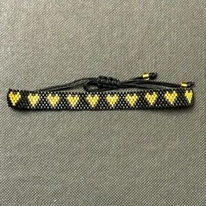 Black and gold heart micro-bead bracelet
